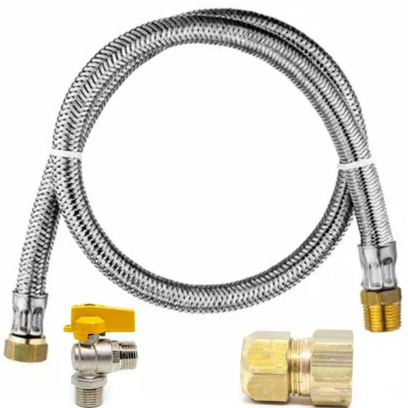 Kit Instalação Gás Encanado Mang 1,00Mt+Registro+Adaptador