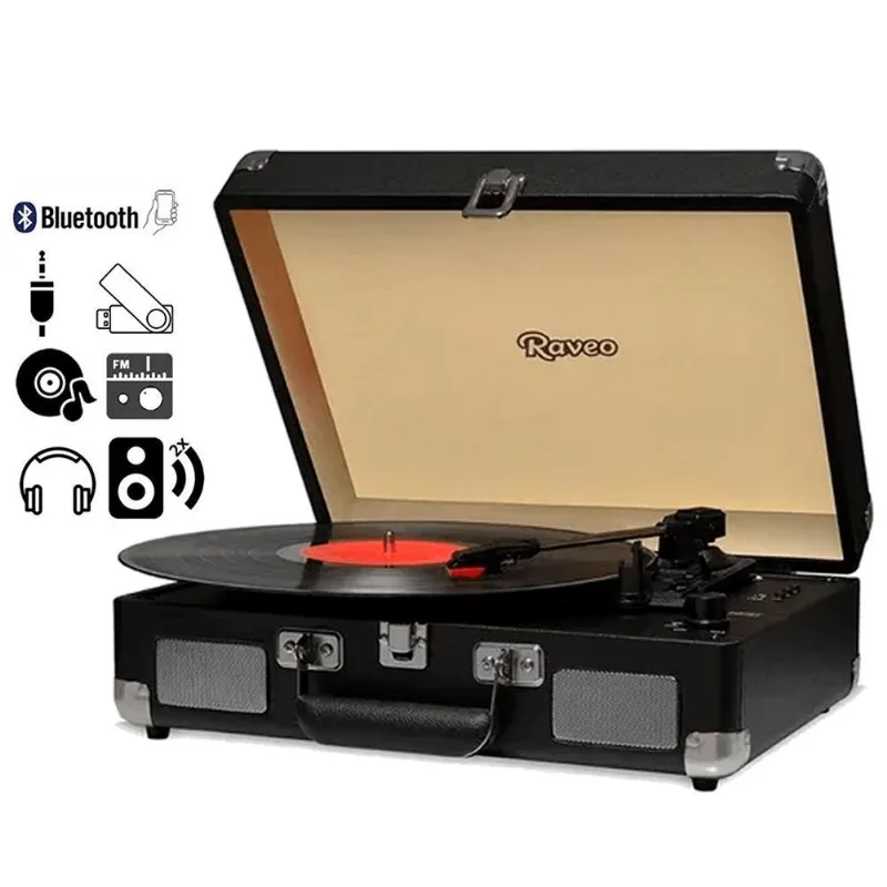 Toca Discos Sonetto Vitrola Gravação Bluetooth Chrome Usb