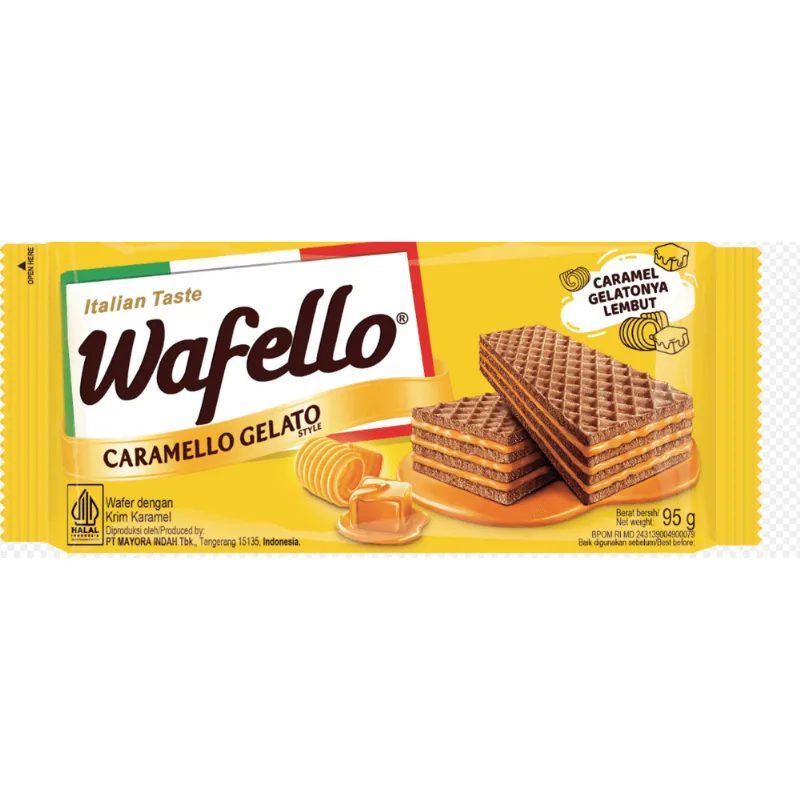 BISCOITO WAFER ITALIANO WAFELLO 95G CARAMELO GELATO