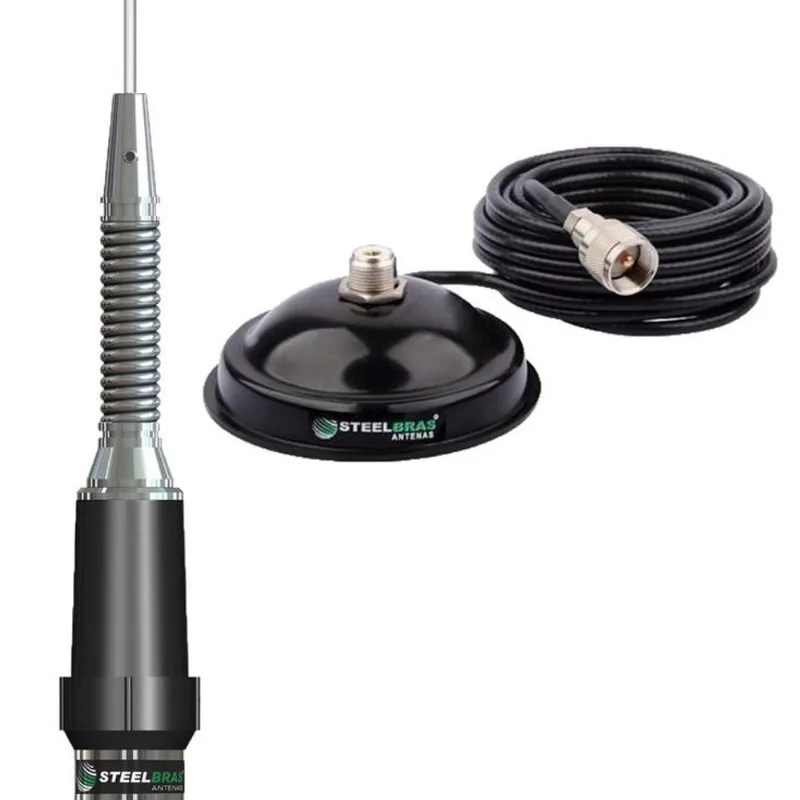 Antena Móvel Px 150cm 150w Radio Amador Ap0190 Suporte Magnético Super Forte Com Cabo 5,5 Metros Ap2075