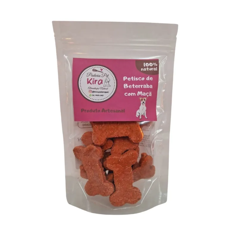 Petisco Natural Artesanal Para Cães Beterraba Com Maça Kira 100g - Deliciosso - Pet Care