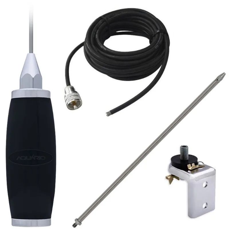 Antena Móvel px 2,70 Metros Marinox Radio Amador Caminhão Maria Mola B-2003p + Cabo 5,5 Metros + Prolongador Inox 60cm + Suporte Universal