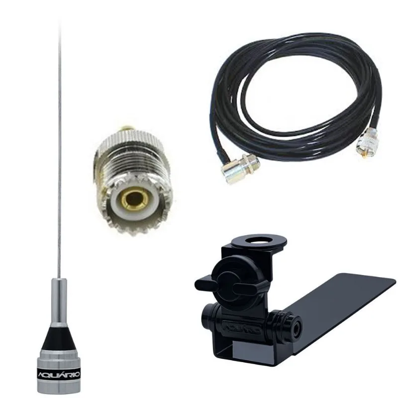 Antena Móvel 1/4 de Onda vhf uhf Dual Band 131-900mhz M-300c Suporte Bi-Articulado Adaptável Cabo 5,5 Metros com Conectores Adaptador Rádio Baofeng