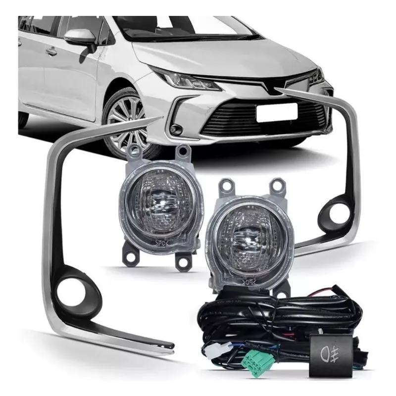 Kit Farol Neblina Led Toyota Corolla 2020 2021 2022 Com Moldura Cromo