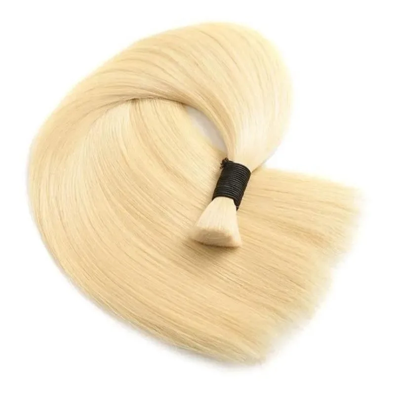 Cabelo Humano Aplique Loiro Claro Liso Cor 10 - 60Cm