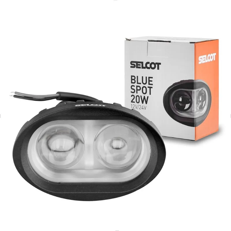 Farol Segurança Blue Spot 4 LEDs Oval 12V 24V 20W Universal 8500K Selcot