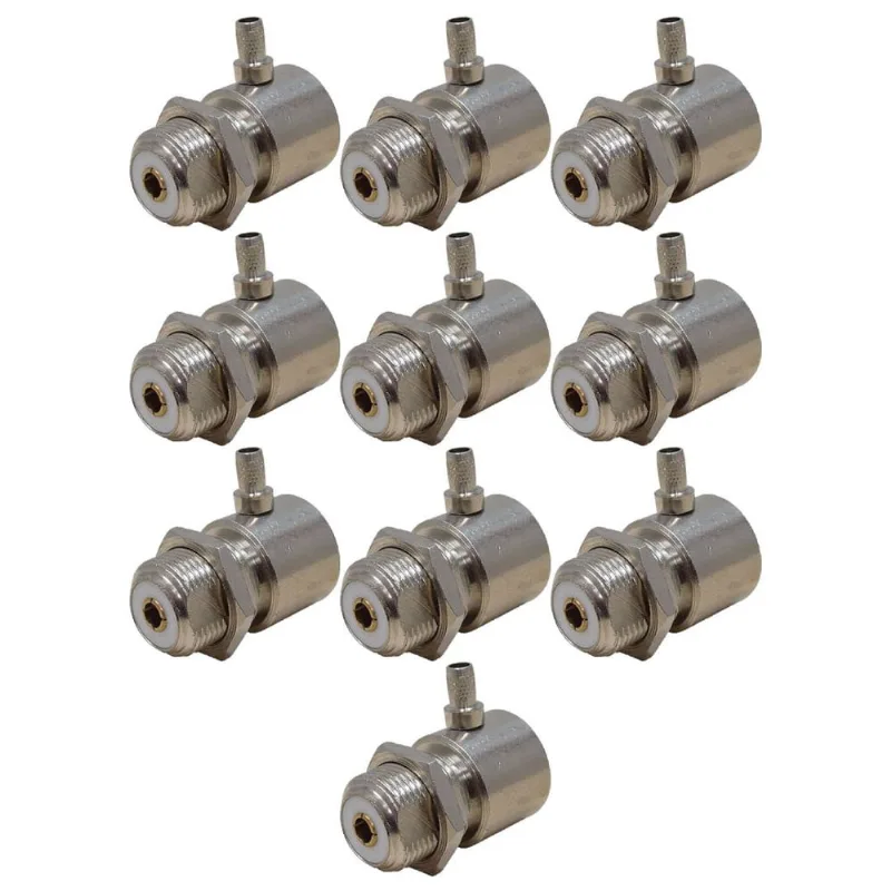 10 Conector Uhf Fêmea Crimpar Cachimbo Rg58 Angular 90 Graus Radio Antena px vhf uhf Dual Band