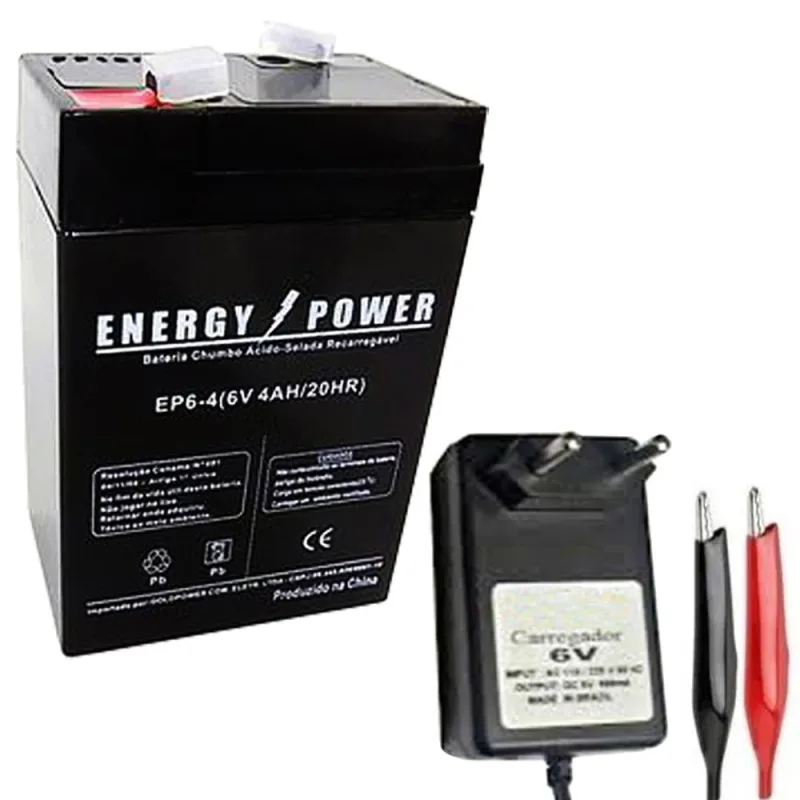 Bateria Recarregável 6v 4,5ah + Carregador Bivolt Brinquedo Carro Carrinho Moto Elétrica - Não Disponível - Telefonia