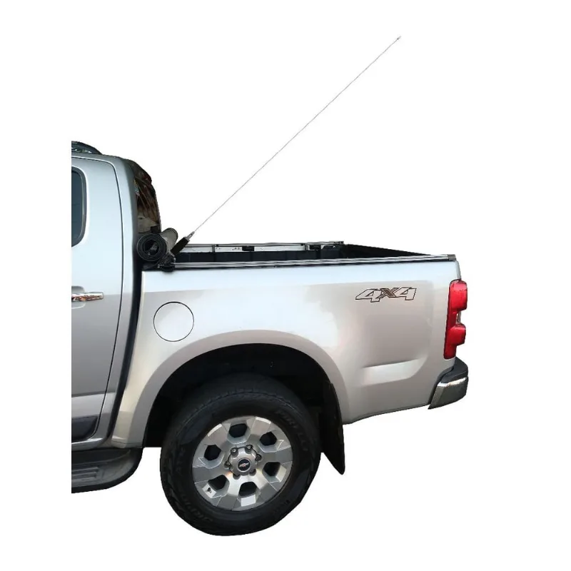 Kit Enfeite Antena Inox 1,35m Suporte Caminhonete Camionete Carroceria Saveiro Ram Hilux S10 L200 Toro Strada Amarok F250 F1000 D20