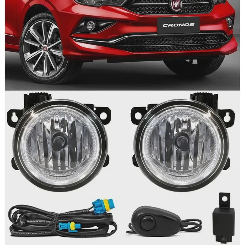 Kit Farol de Milha Neblina Fiat Cronos 2018 2019 2020 2021 2022 - Interruptor Alternativo