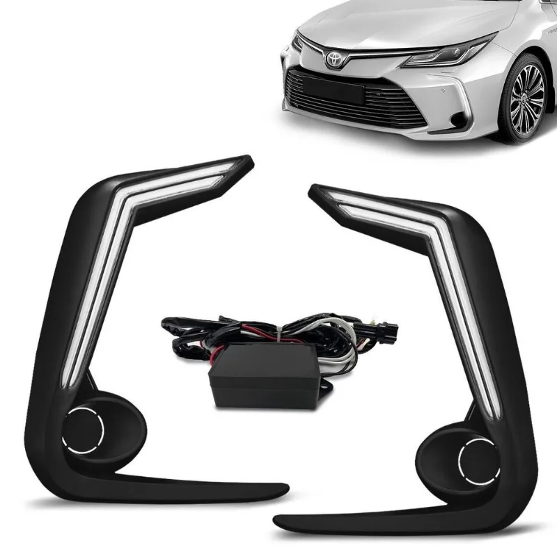 Par Moldura Daylight Corolla 2020 Diante Drl Full Led C/seta