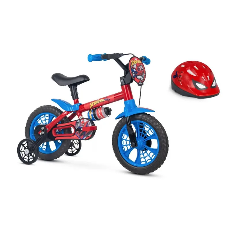 Bicicleta Aro 12 Spider Man Nathor + Capacete Infantil Nathor
