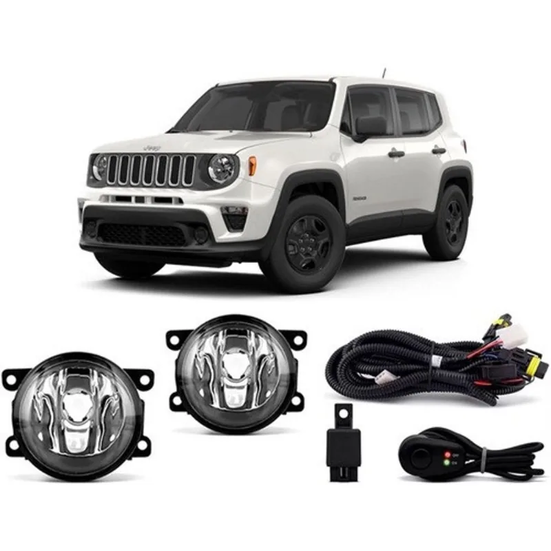 Kit Farol Neblina Milha Renegade 2018 até 2021 com Botão universal