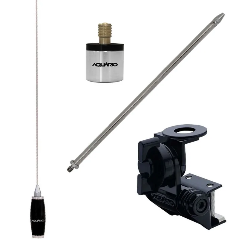 Antena Móvel px Marinox 1,40 metros B-2005p + Suporte Bi-Articulado Calha + Prolongador Inox 25cm
