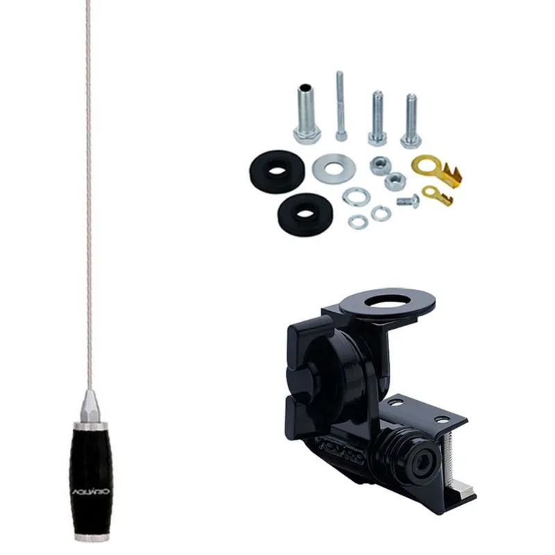 Antena Móvel Px Mini Maria Mole Inox 1,40 metros Suporte Bi-Articulado para Calha Parafusos Anti-Furto