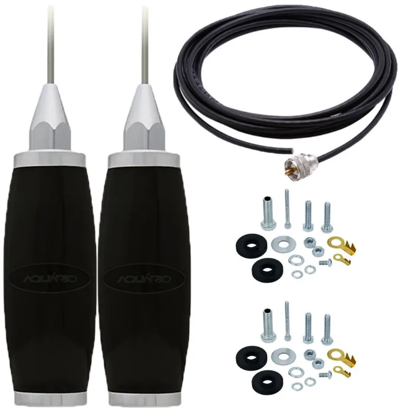 2 Antena Móvel px Marinox 2,70 metros Radio Amador Caminhão B-2003p Cabo Coaxial 5,5 metros B-3001 2 Kit de Parafusos Anti-Furto R-30