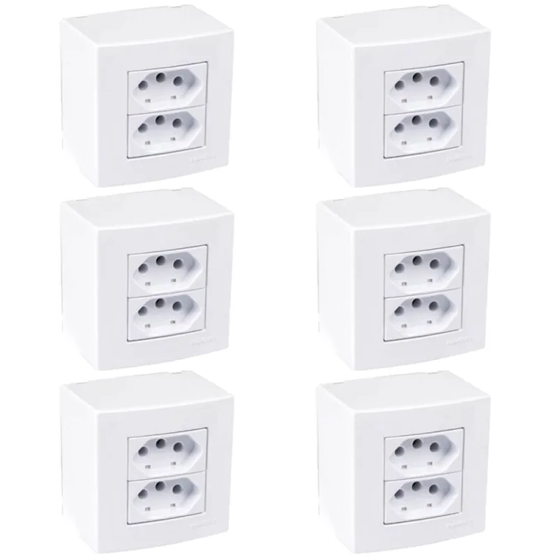 6 Caixa de Sobrepor com 2 Tomadas 3 Pinos 10a 75x75mm Branco Margirius - Não Disponível - Construção E Ferramentas