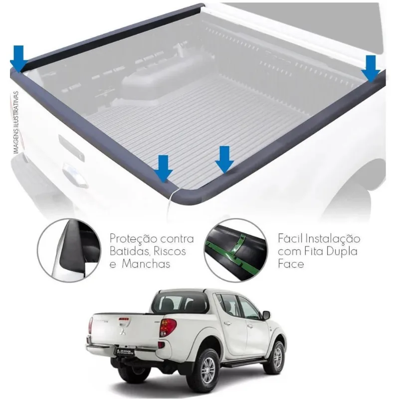 Protetor Borda Curva Lateral + Tampa L200 Triton Hpe Preto