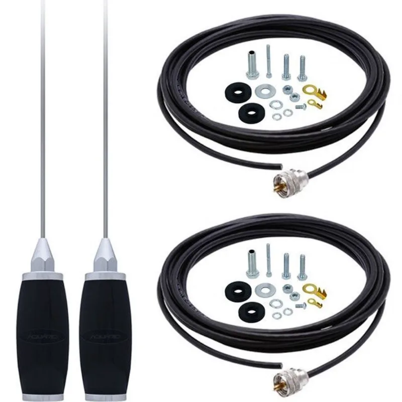 2 Antena Móvel Px Mini Maria Mole Marinox B-2005p 1,4 metros + 2 Cabo Coaxial 5,5 metros