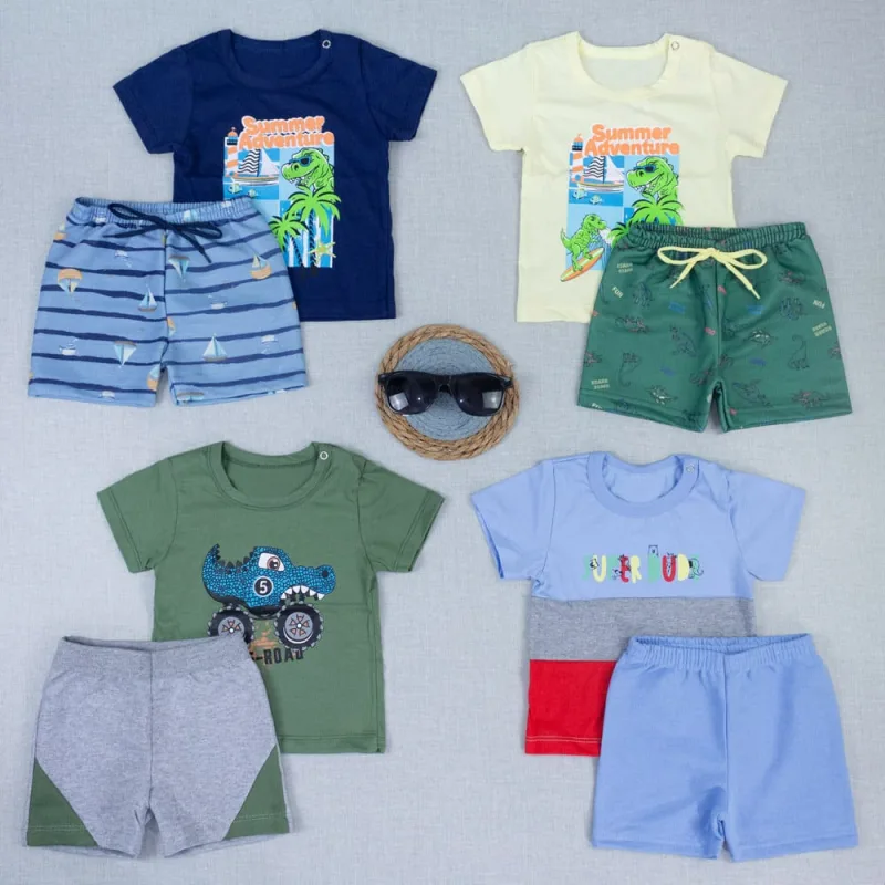 Conjunto Bebê Menino Verão Feliz Camiseta Estampada Bermuda - Fantoni - Moda