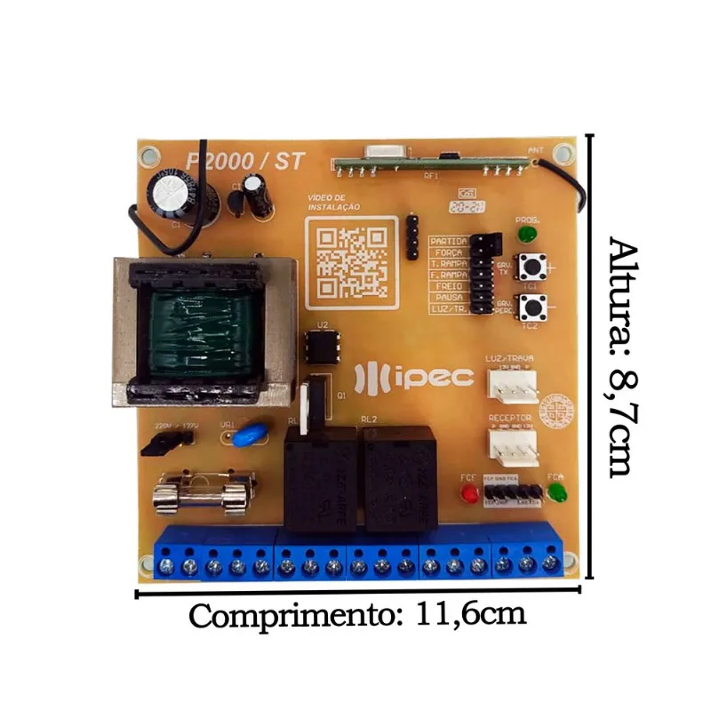 Central Placa Motor Peccinin Capacitor De Partida 12uf Placa Luz De Garagem Tomada 3 Pinos 10a Rabicho 3 Metros