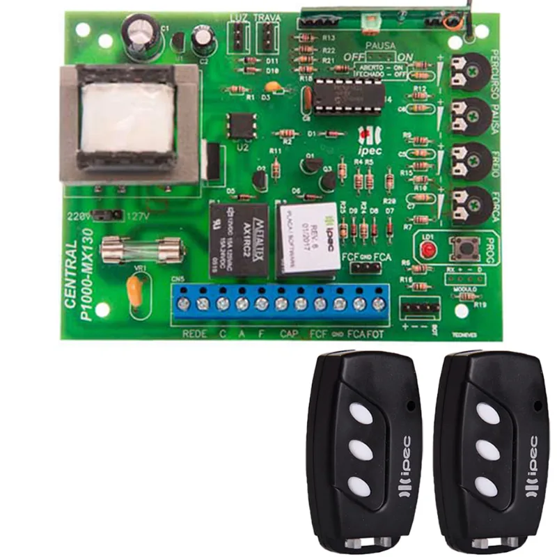 Placa Central Motor Portão Rossi Mx30 Kx30fs + 2 Controles 3 Canais com Clip de Fixação