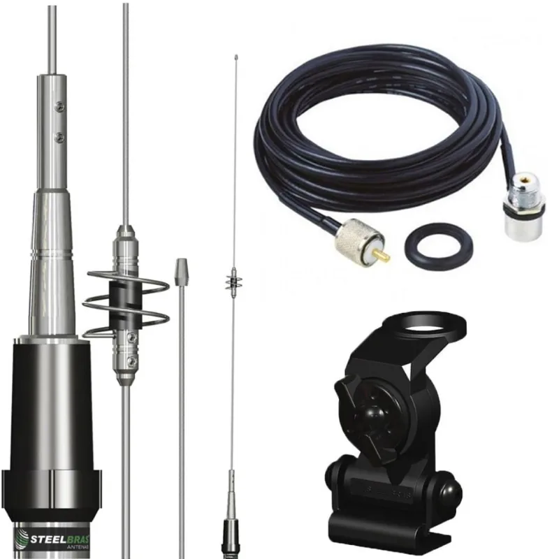 Antena Móvel Dual Band Ap0191 Suporte Mini Porta Malas Cabo Coaxial 5,5 metros