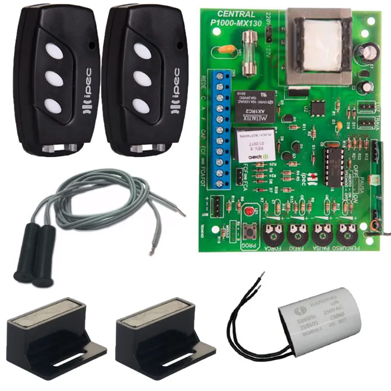 Central Placa de Comando P1000 Ipec Motor Deslizante Compativel Mx30 Kx30 Controles Capacitor de Partida 12UF Sensores