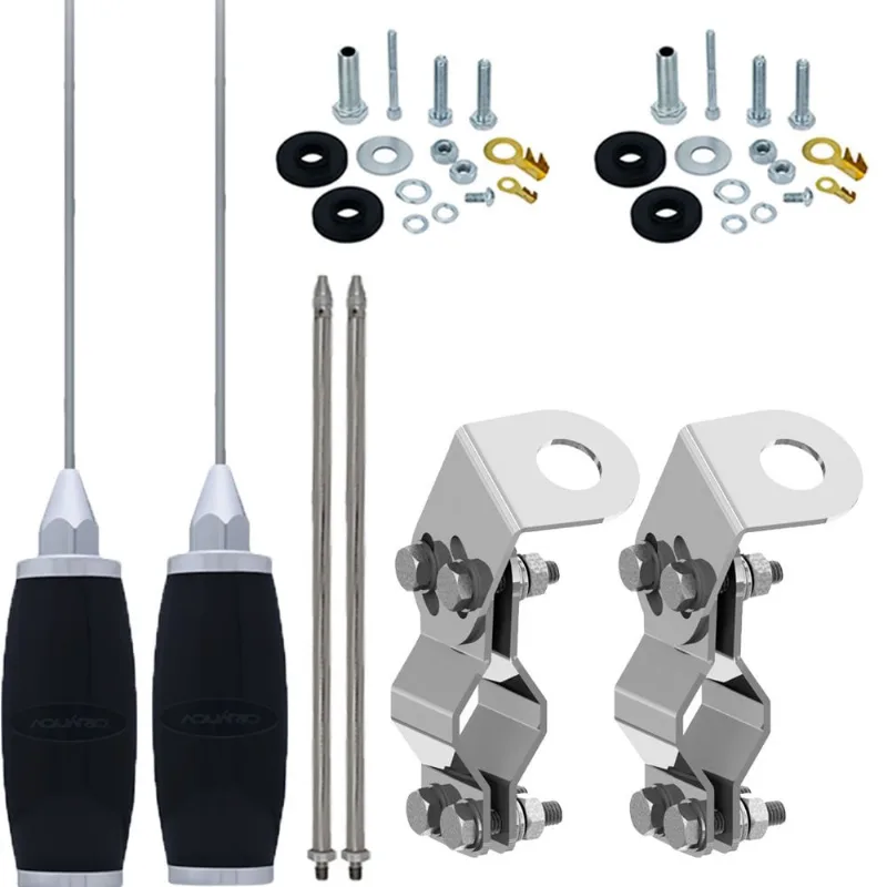 Antena px Mini Maria Mole 1,40 metros Alongador Inox 25cm Suporte Articulado para Tubos Aço Inox Kit Parafusos Anti Furto