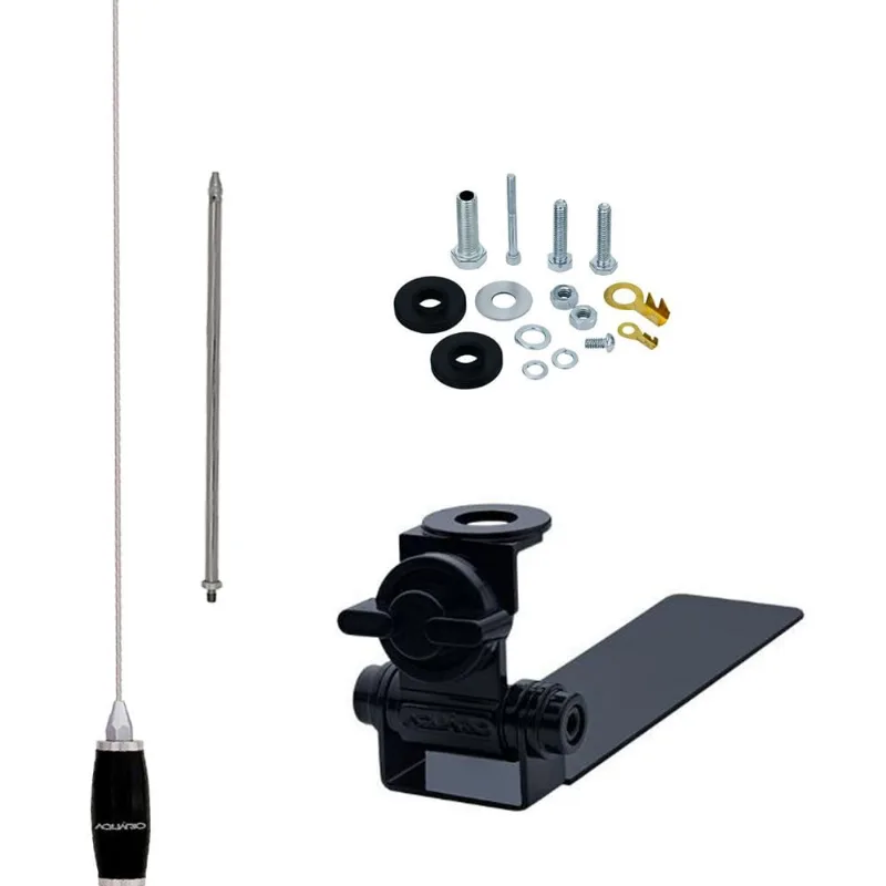 Antena Móvel Px 1,40 metros Suporte Bi-Articulado Camionete Alongador 25cm Parafusos Anti-Furto