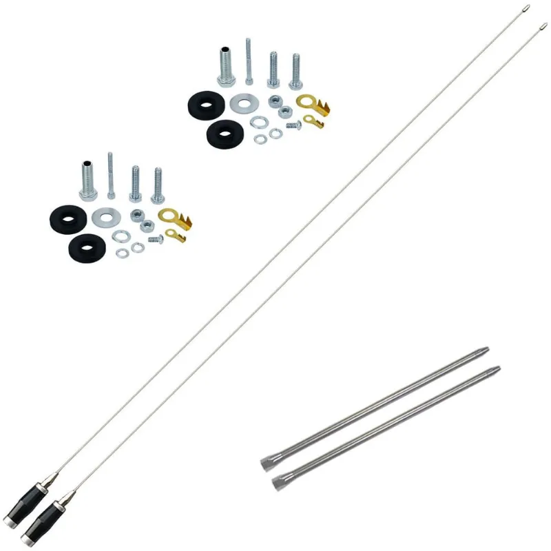 2 Antena Móvel Mini Maria Mole 1,40 Metros B-2005P + 2 Alongador Prolongador Inox 25cm