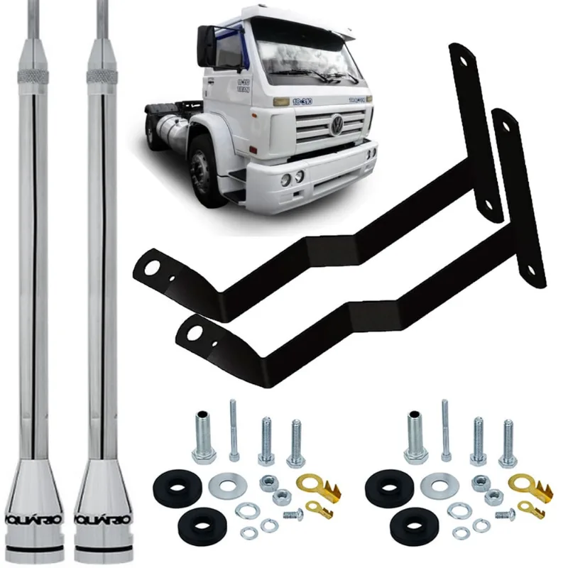 Antena Móvel Px Inox Maria Mole 2,70 metros Alongador 60cm Volkswagen Fuscão Worker Titan Parafusos Anti-Furto