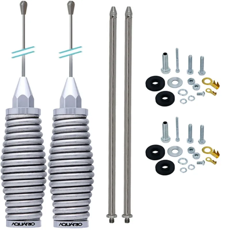 2 Antena Px Mola Inox 2,70 Metros Maria Mole Alongador 60cm Parafusos Anti-Furto