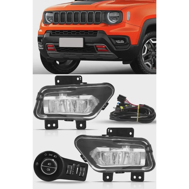 Kit Farol de Milha Neblina Jeep Renegade 2022 Em Diante Farol LED Botão Painel