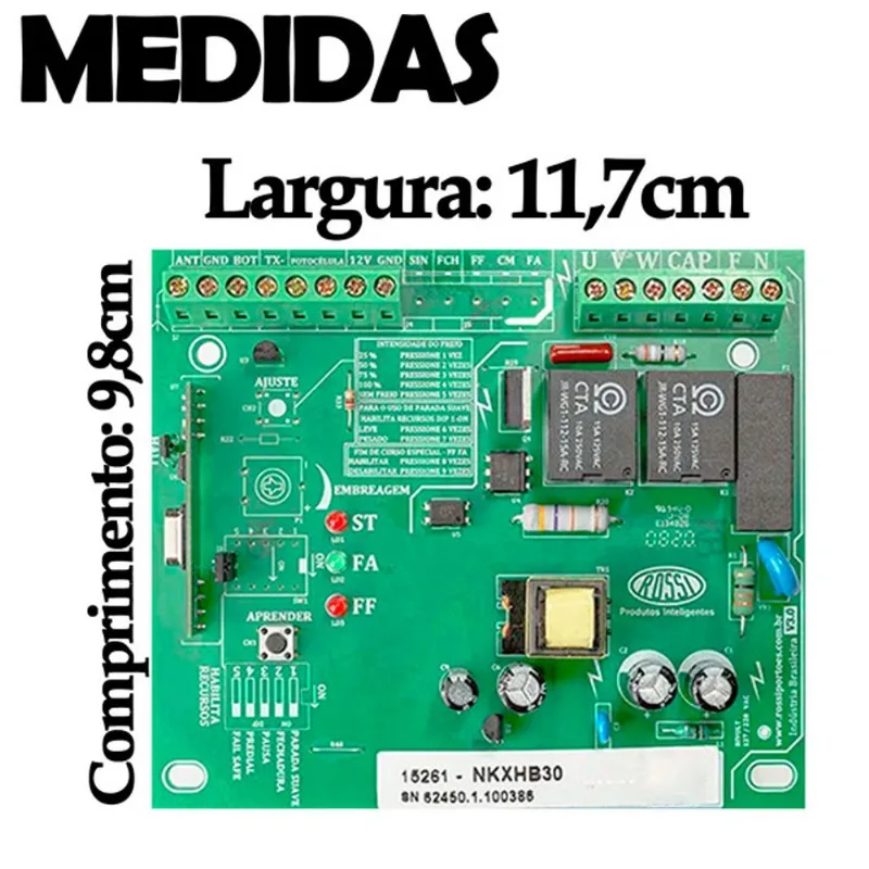 Central Placa De Comando Para Portao Eletronico Kxhb30 + 2 Controle 2 Canais Preto Rossi