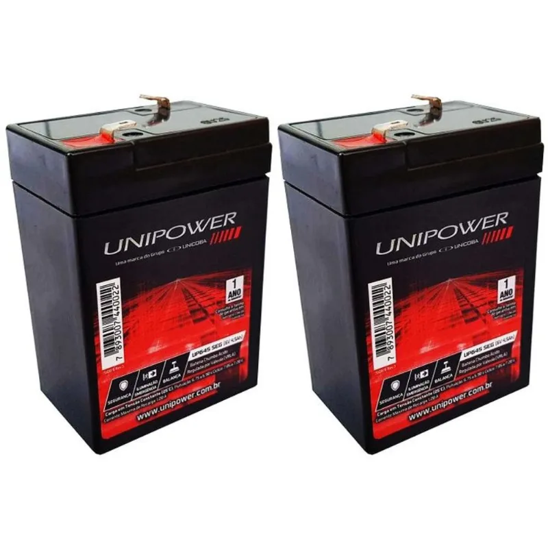 2 Bateria Recarregavel Unipower 6v 4,5ah Moto Eletrica Carrinho Infantil