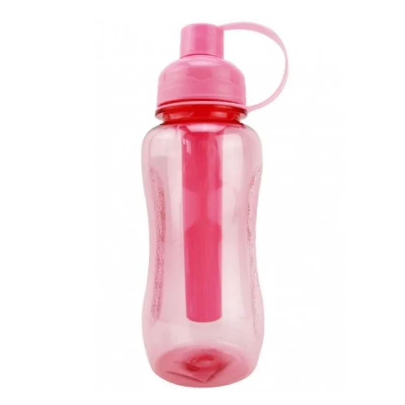 Garrafinha Squeeze 600ML para Água em Plástico com Porta Gelo Rosa VG Plus - OUTRAS - Utilidades Domesticas