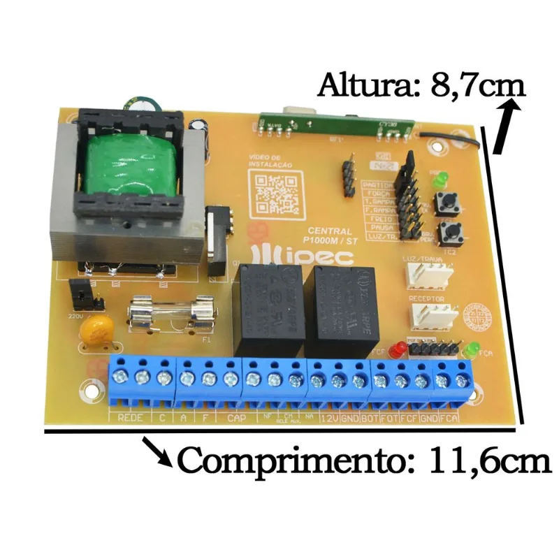 Central Placa Motor Portao Basculante Compativel Rossi Mx30 Kx30 Controles Capacitor 12uf 220v