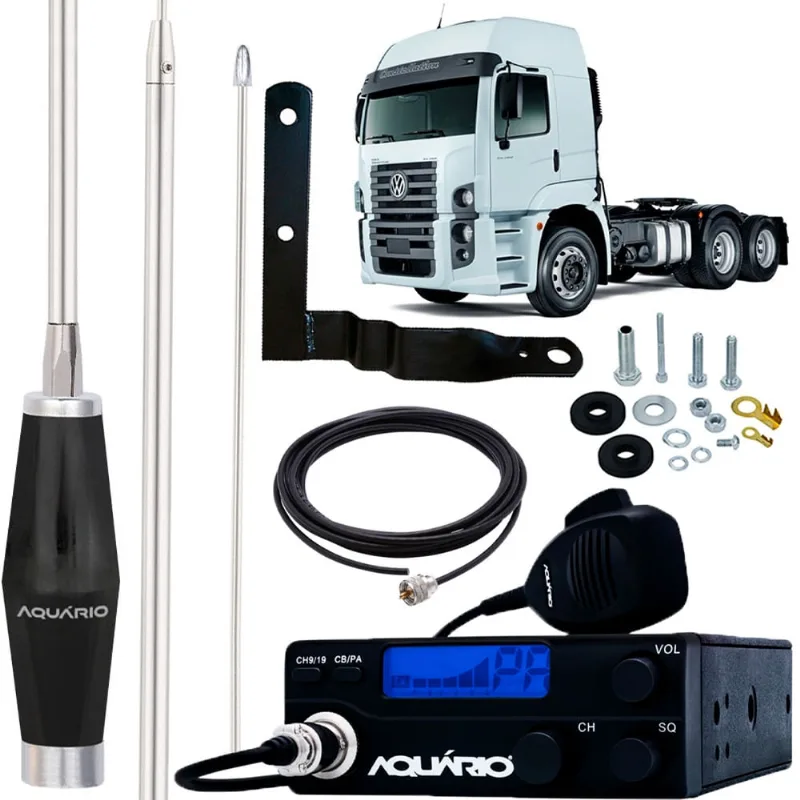 Rádio Px Antena Inox 1,40m Alongador 60cm Cabo 5,5m Suporte Carona Constellation Parafusos