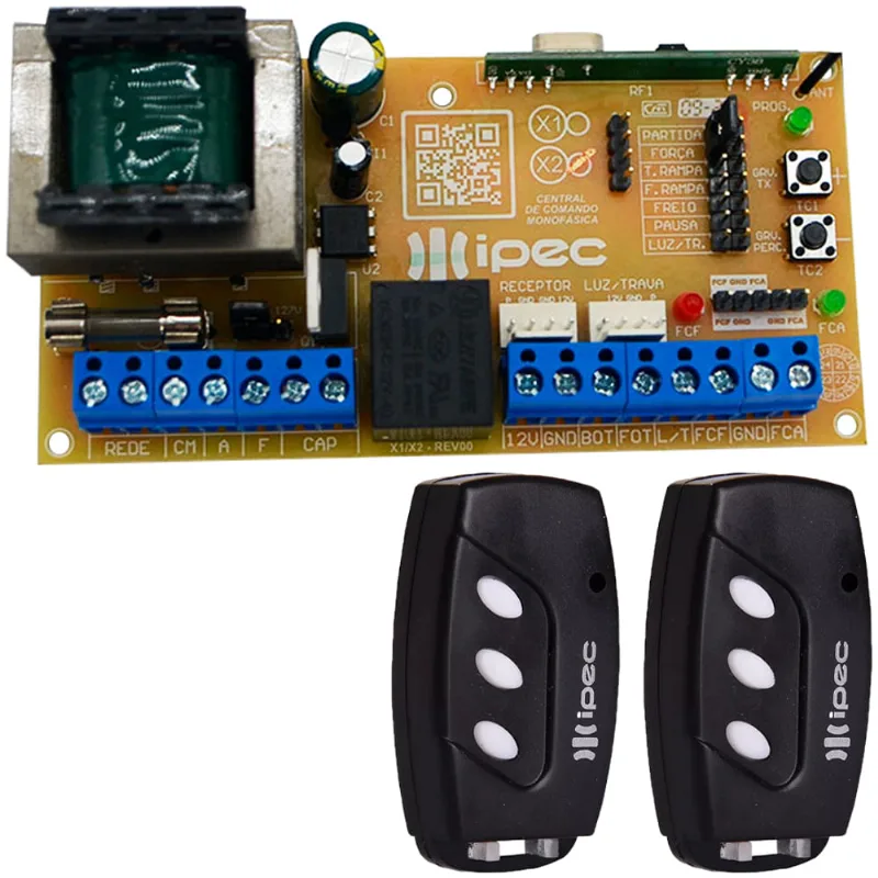 Central Placa Motor Portao Eletronico X2 Universal + 2 Controles