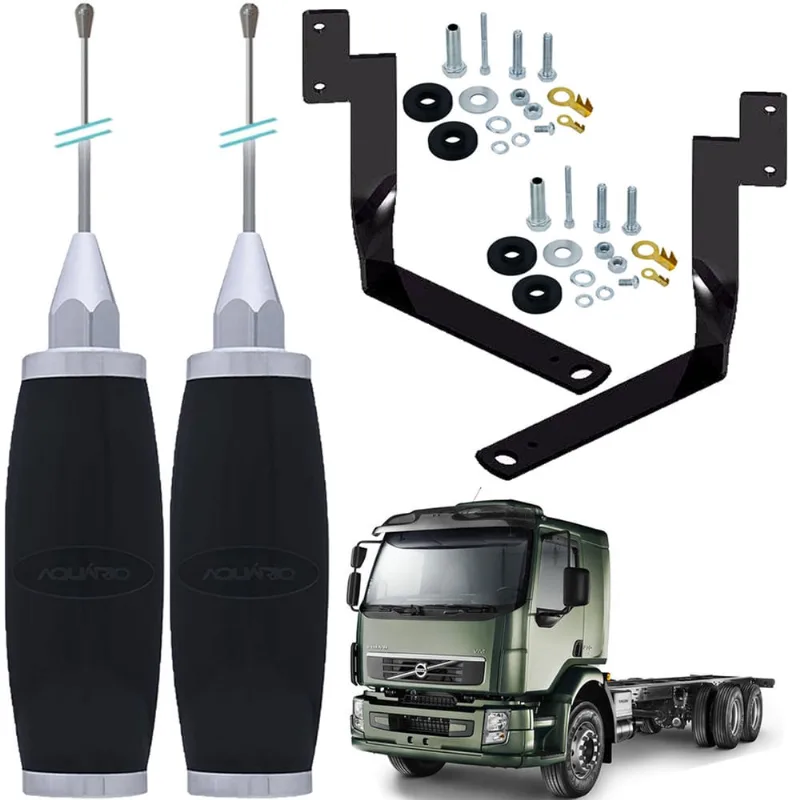 2 Antena Px Inox 2,70m Suporte Dianteiro Parachoque Volvo Vm Parafusos Anti-Furto