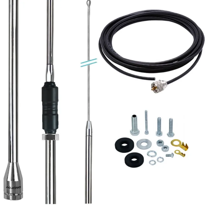 Antena Móvel Px Inox Base c/ Prolongador Cromada Argentina Cabo 5,5m Parafusos