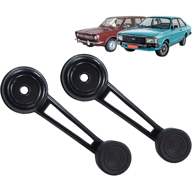 Par de Manivela Vidro Corcel Belina Ii 77 a 91 Metal Preto