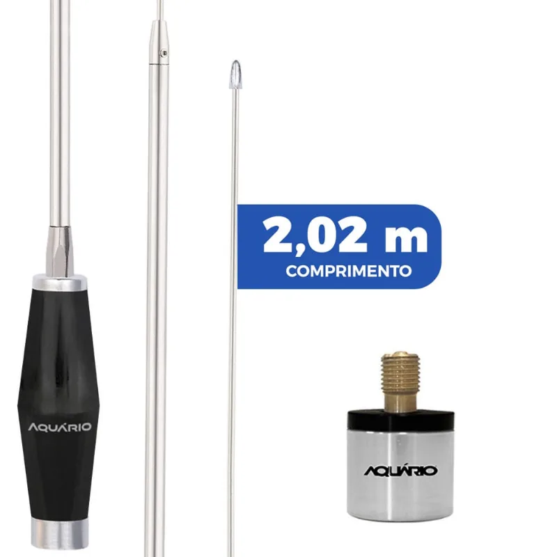 Antena Px Inox 1,40m Alongador 60cm Adaptador Conexão Uhf Ac-20