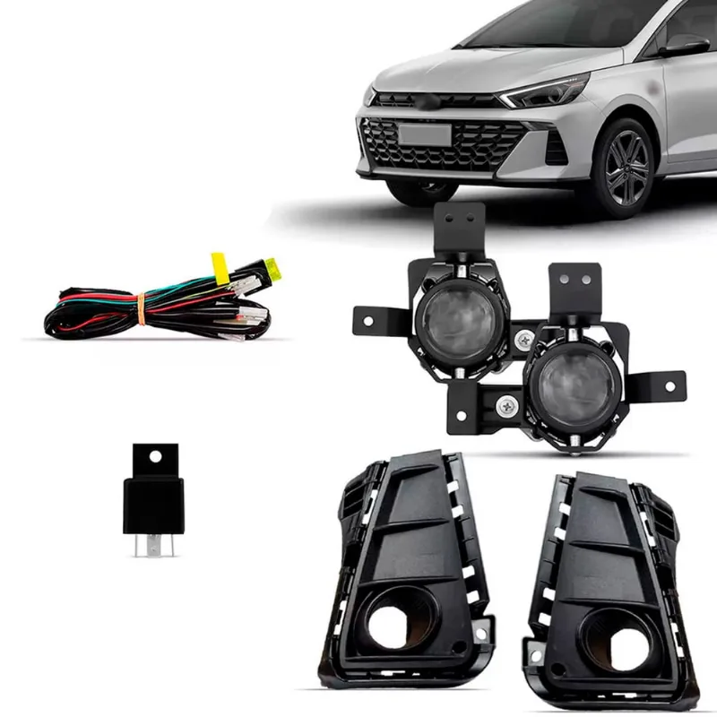 Farol de Milha Hyundai HB20 2016 2017 2018 2019 3 Partes Botão Original Tic Tac 2 Pinos - Suits