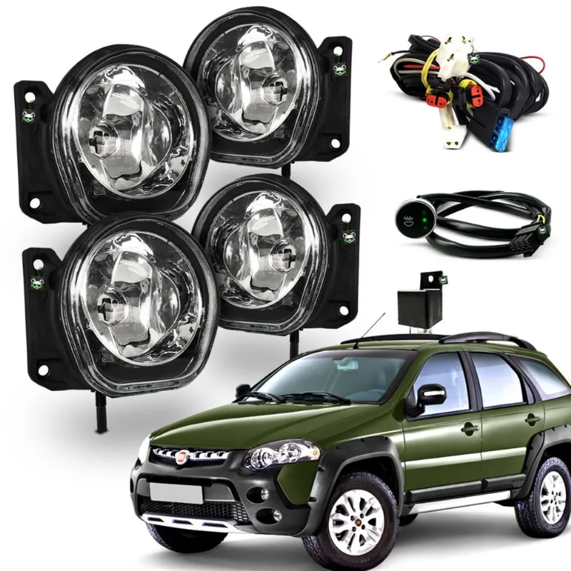 Kit Farol Auxiliar Milha Palio Adventure 2004 2005 2006 2007 Botao Touch