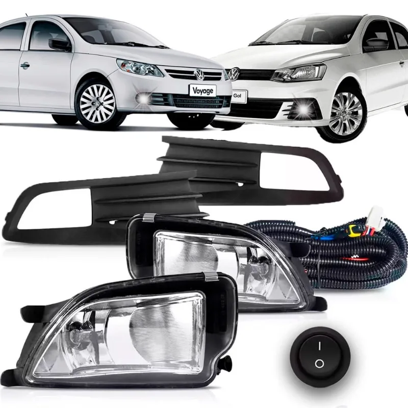 Kit Farol de Milha gol e Voyage G6 Moldura Preta 2013 2014 2015 2016 com Botão - Suits