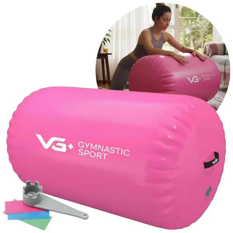Rolo Inflável para Ginástica 120x75cm Roller Yoga VG Plus Rosa