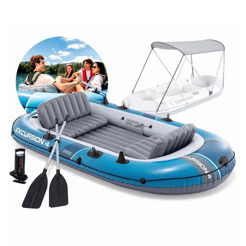 Barco Bote Inflável Excursion 4 Passeios Pesca Até 500kg 4 Pessoas Pvc Intex 315cm - Não Informado - Esporte E Lazer