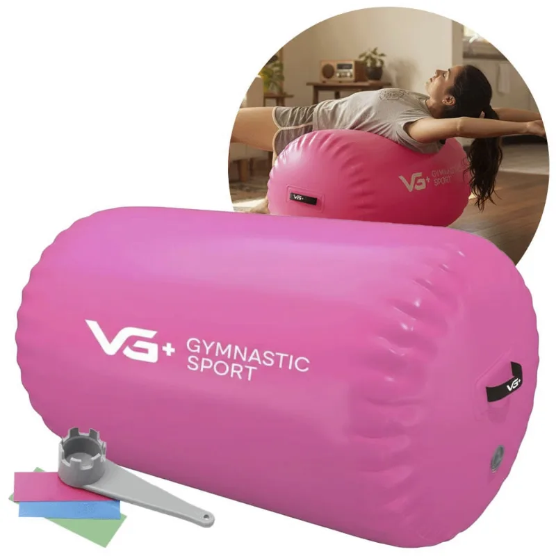 Rolo Inflável para Ginástica 100x70cm Air Roller Yoga Rosa VG Plus